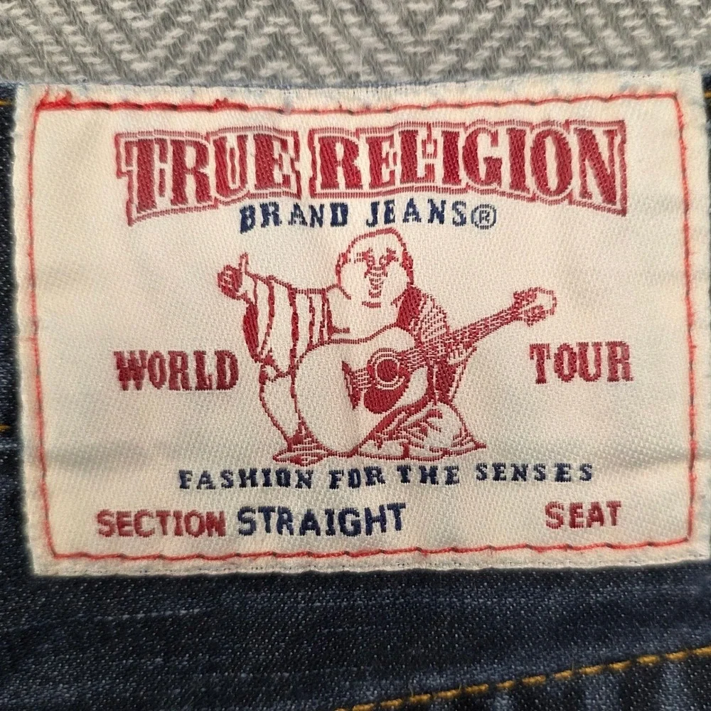 True Religion‎ Mens Section Straight Dark Wash Jeans 29 Horseshoe Stitch Blue